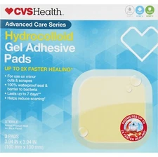 CVS Advanced Hydrocolloid Gel Adhesive Tough Pads, 3.94 in x 3.94 in, 3 Pads