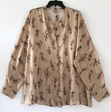 Vince Blouse Plus XXXL Wisteria Print Satin Silk Popover Long Sleeve 345 NWT