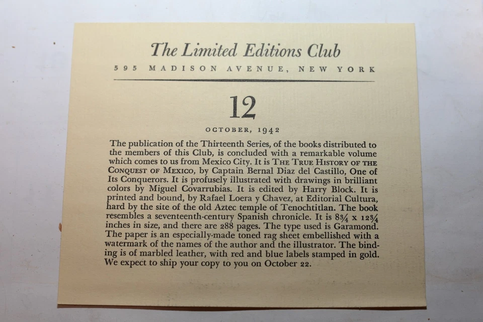 The Discovery and Conquest of Mexico by Castillo ~ Limited Editions Club - 1942 - Image 2 of 4