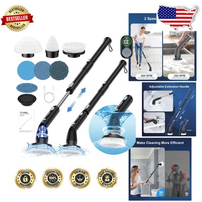 Electric Spin Scrubber LA4 Pro: Cordless Dual Speed with LED Display & 6 Heads