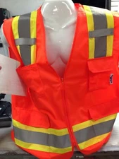  High Visibility Orange Two Tones Safety Vest , ANSI/ ISEA 107-2015