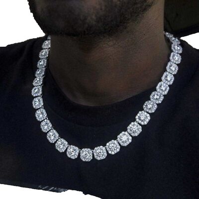 GLD shop - 22” Clustered Tennis Necklace - 14k White Gold Plated