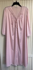 Vintage Pink Satin Button Down Collectible By JC Penny Made In USA Long Robe XLG