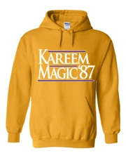 GOLD Magic Johnson Los Angeles Lakers "Kareem 87"  HOODED SWEATSHIRT