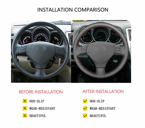 Black Non-slip Leather Car Steering Wheel Cover for Lexus RX330 RX400h RX400 - Picture 7 of 14