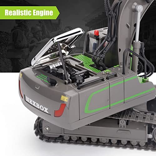 Juguetes excavadora de control remoto para niños, equipo de construcción RC verde - Imagen 7 de 7
