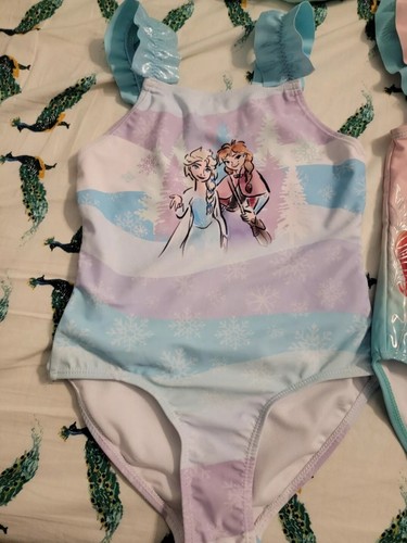 Disney Frozen Anna And Elsa Girl One Piece Swimsuit Size 7/8 Princess EUC