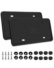 XCLPF Silicone Black License Plate Frame Covers 2 Pack- Front and Back Car Plate