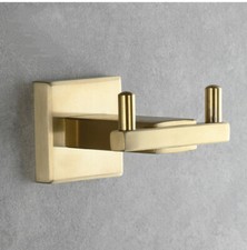 Brushed Gold Double Robe Hook, Towel Hook SUS304 Stainless Steel Bathroom Hanger