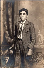Postcard Boy Wearing Suit and Tie Real Photo RPPC Unposted