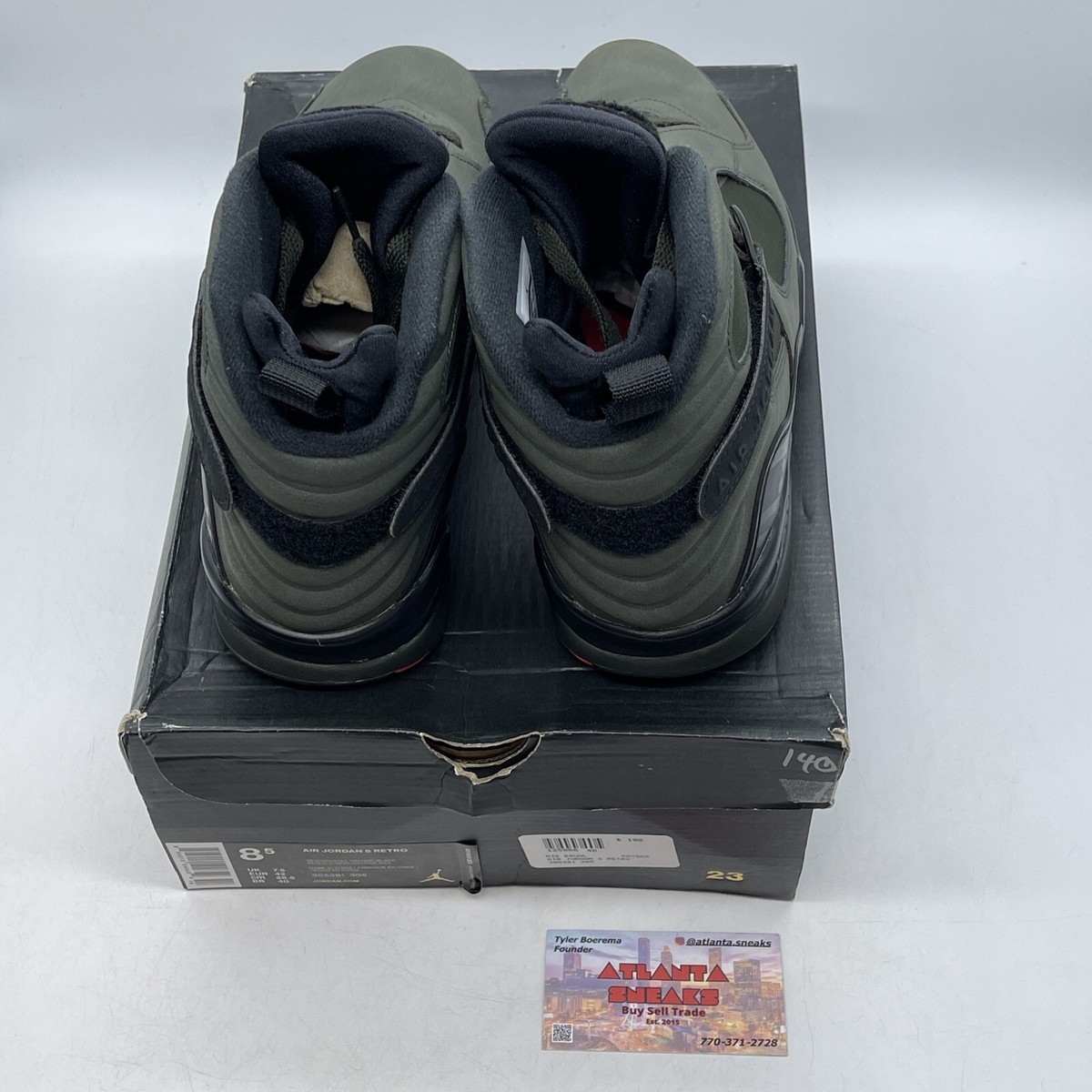 Size 8.5 - Air Jordan 8 Retro Take Flight Olive Black Red (305381 