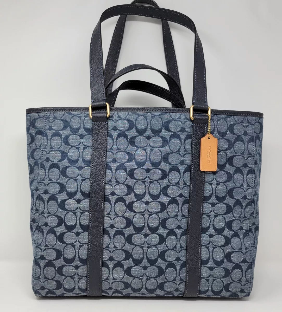 Coach Hudson Signature Chambray Demin Blue Double Handle Tote C8182