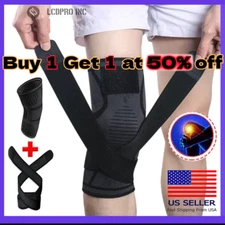 Knee Sleeve With Strap Compression Brace Support Gym Joint Pain Arthritis Relief