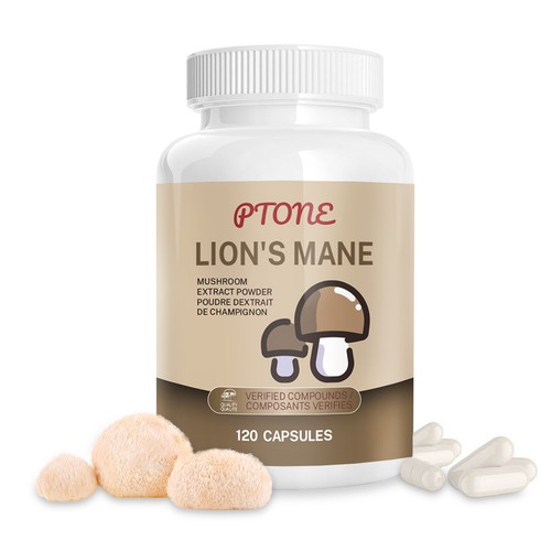 Mushrooms Capsules, Mushroom Supplement with Lion's Mane, 120 Vegetable Capsules
