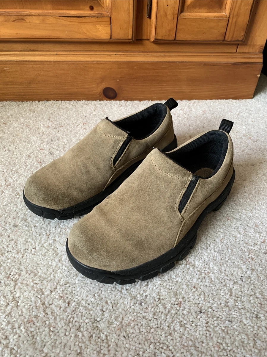 Lands End Women s All Weather Brown Suede Leather Slip On Moc