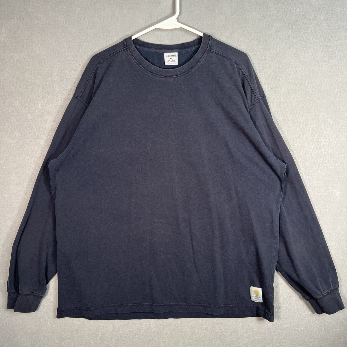 Vintage 90s Carhartt Work Dry T Shirt Adult XL Blue Long Sleeve 