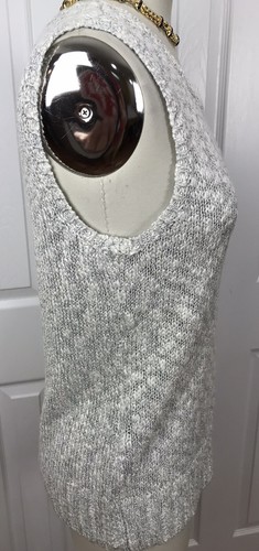 NWT CHICO’S LAUREL LUREX TANK SWEATER WHITE SILVER METALLIC SIZE1 OR S/M - Picture 6 of 12