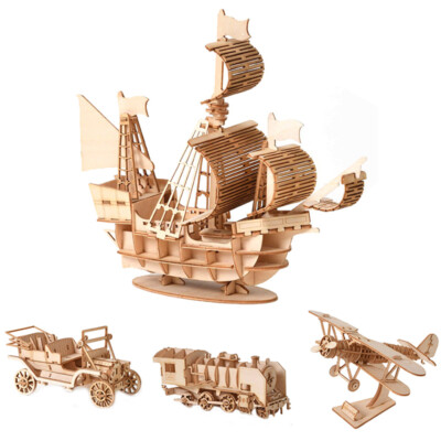 Laser Cutting DIY Sailing Ship Toys Assembly Model 3D Wooden Puzzle TlyJ-YR