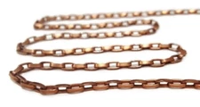 10 Feet Vintage Aged Copper Coated Steel Oval Rolo Belcher Cable Link Chain M175