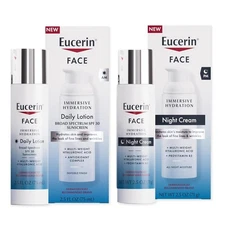 2 Eucerin Face Hydration Skin, Daily Face Lotion with SPF 30  + Night Cream 