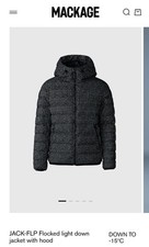 MACKAGE BLACK/WHITE medium Down Coat-STYLE JACK FLP MENS Size 40  Large 