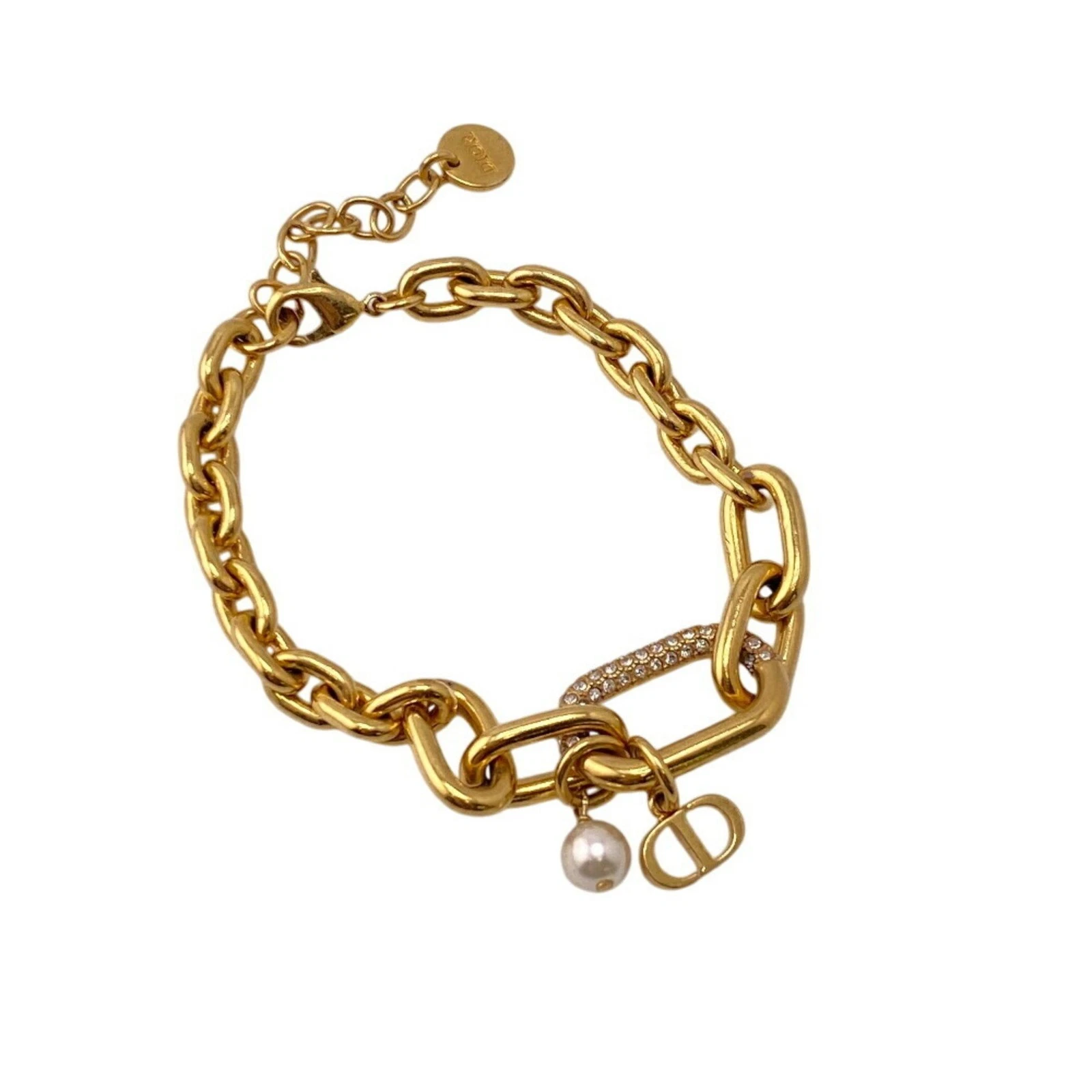 Bracelet Dior CD plaqué or bijou authentique