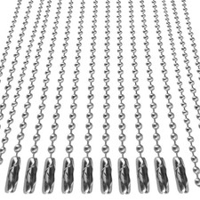 Dog Tag Chain 10 Pcs Ball Necklace Men Silver Nickel Plated Metal 27.6 2.4mm