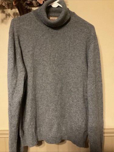 Womens 100% Cashmere Michael Kors Brown Label Turtleneck Gray Sweater