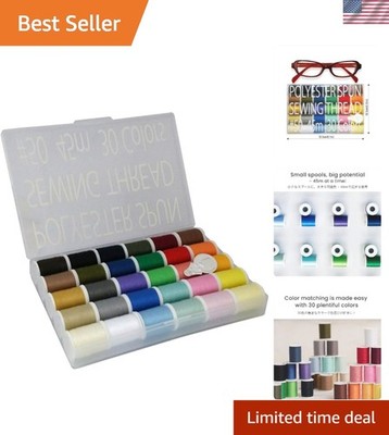All-in-One 30-Color Polyester Sewing Threads - 45m Each with Easy Organizer Case