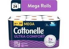 Cottonelle Ultra Comfort Toilet Paper, Soft Toilet Tissue, 24 Mega Rolls