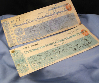 BIRMINGHAM DISTRICT COUNTIES BANKING CO BANK CASH CHEQUE MONEY ORDER 1902 1894