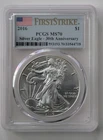 2016 $1 AMERICAN SILVER EAGLE, PCGS MS70, FIRST STRIKE LABEL, 30th ANNIVERSARY.