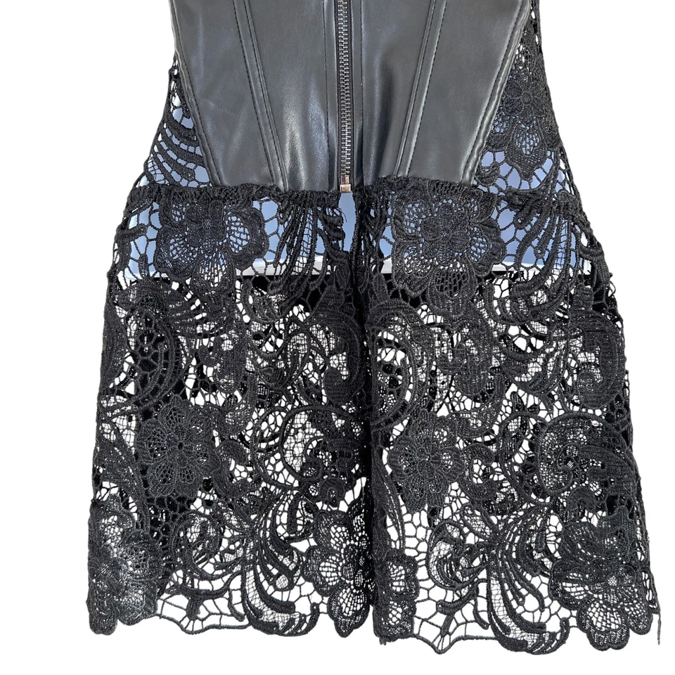 Corsé de encaje de cuero sintético Dreamgirl negro talla 34 Whimsigoth Vixen Witchy Vamp Foto 3 de 4