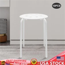 Stack Stools White Chairs for Classroom Students Seats 17.7in Office Home 10PCS