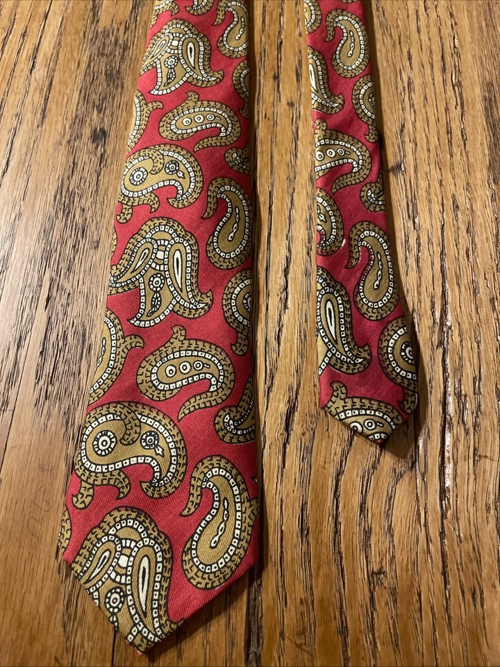 Corbata ajustada Rockabilly VLV vintage años 50 60 rojo topo cachemir seda vintage para hombre Foto 4 de 4