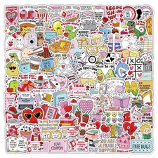 120Pcs Valentine Stickers Pack, Cute Love Themed Bookish Multicolor