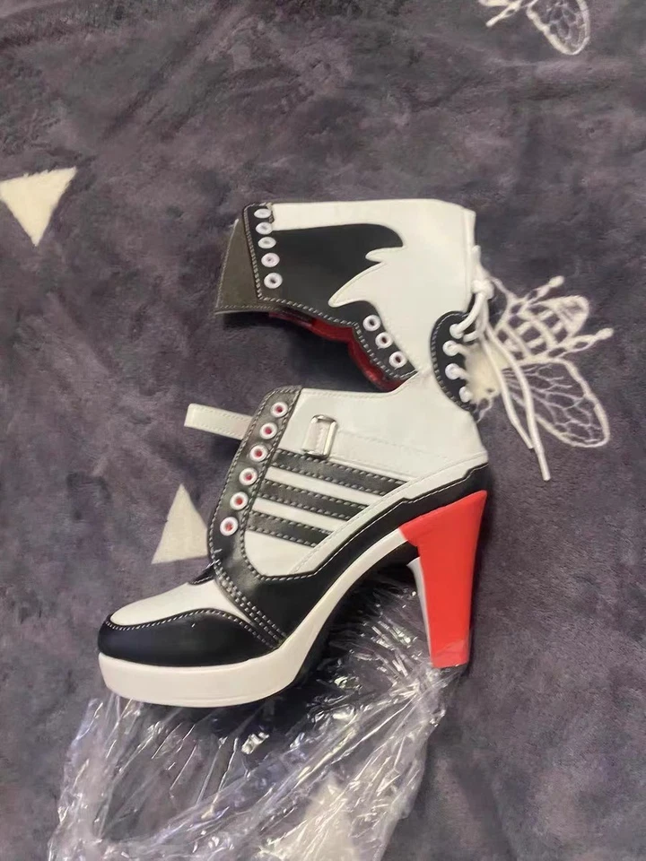 DC Comics Suicide Squad Harley Quinn Cos Boots Shoes High Heels Halloween Props - Image 3 of 4