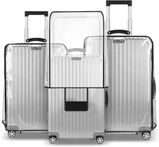 3 Pieces Luggage Cover Set 20/24/28" Clear PVC Waterproof Suitcase Protective