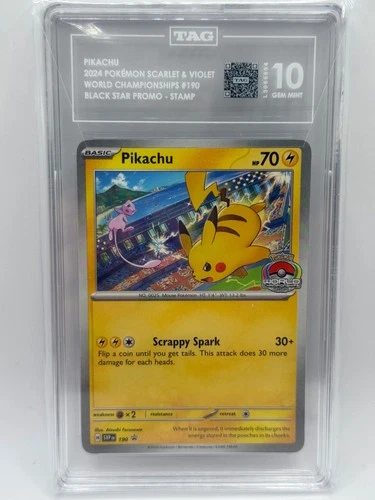 2024 Pokemon Black Star Promo Pikachu #190 World Championships TAG GEM MINT 10