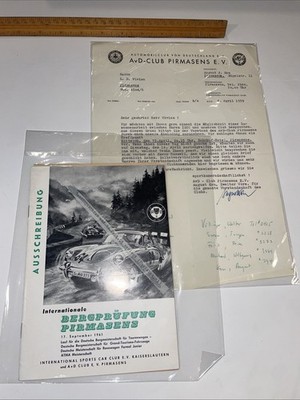 Vintage Inter. Sports Car Club AvD Pirmasens Ausschreibung Bergprüfung 1960