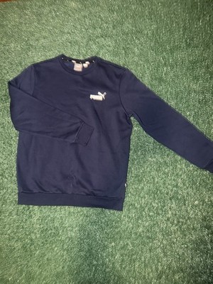 Navy Puma Long Sleep Crew Neck Sweat Shirt