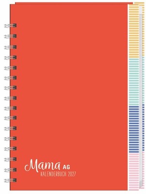 Mama AG Familienplaner Buch A5 2027 Roter Terminkalender mit 5 Spalten, Regis...