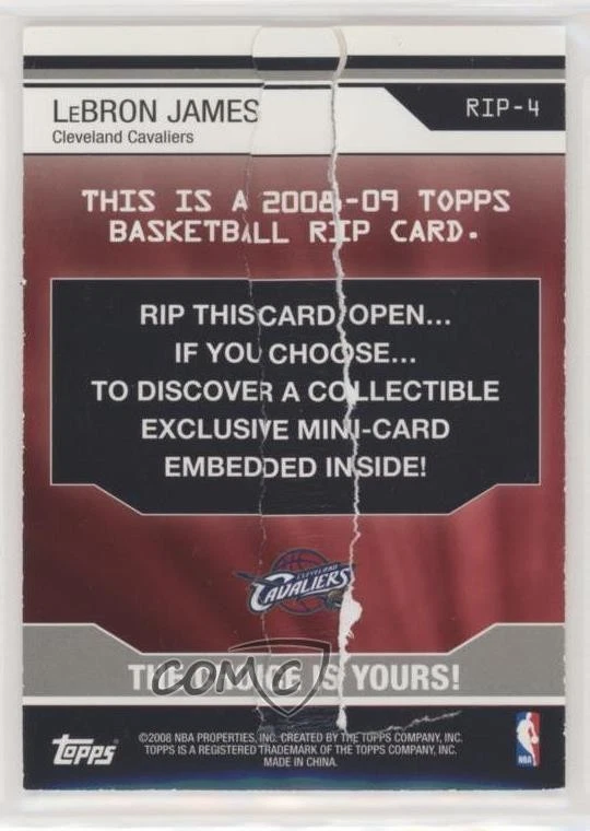 2008-09 Topps Rip Cards Upper Level Ripped /99 LeBron James #RIP-4 - Image 2 of 2