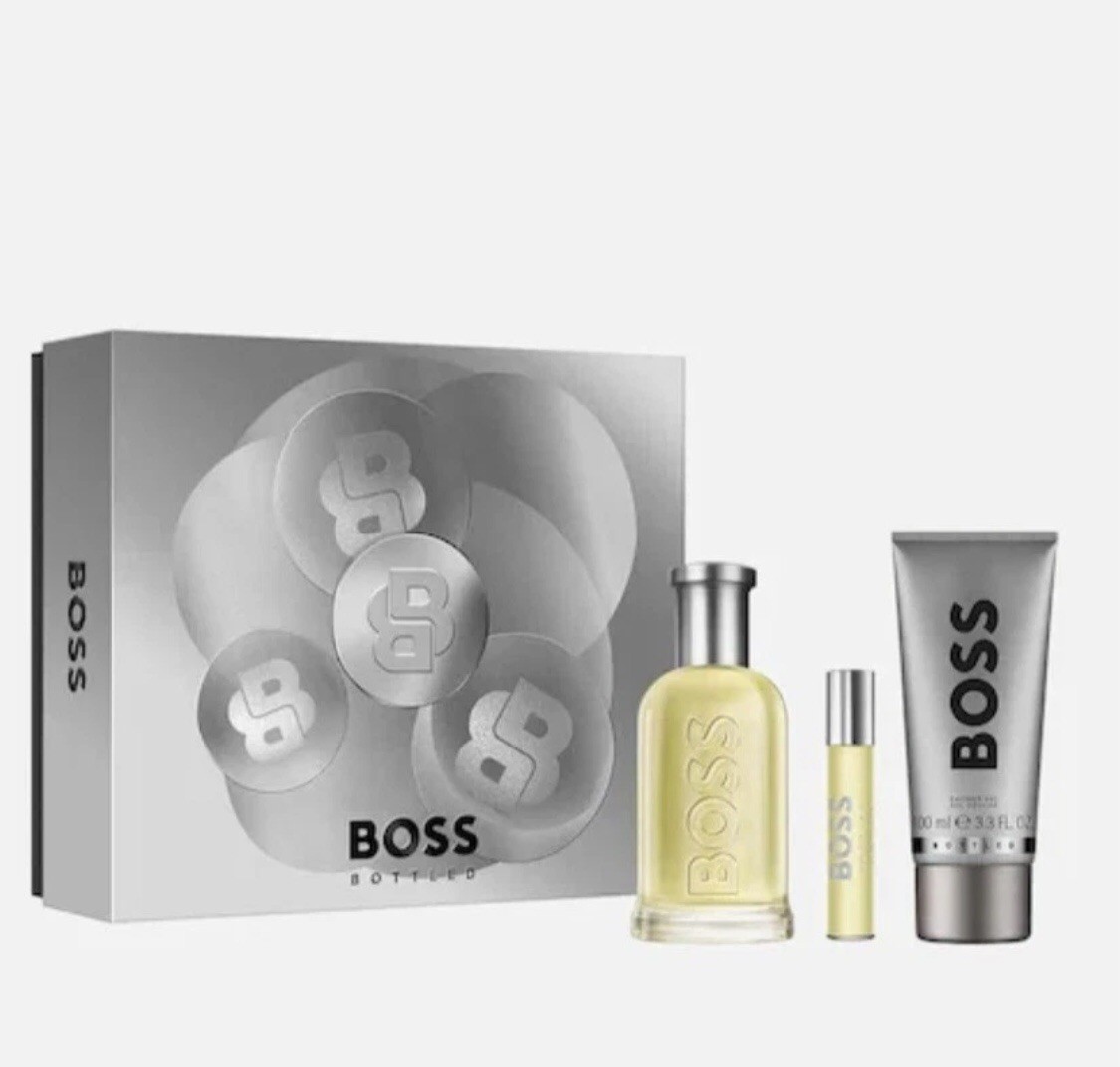 Coffret Hugo Boss EDT 100ml avec son vaporisateur de voyage et un gel douche parfumé