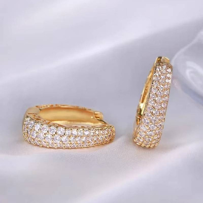 Diamant Akzent Geometrisch Oval Ohrringe Leicht für Frauen Kupfer Material