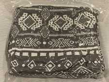 3 Piece Boho Duvet Cover Queen Size, Gray Geometric Bedding w/2 Pillow Shams NEW