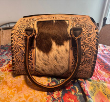 Medium Speedy brn&wht hide Top Handle Zip Bag...