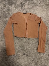 Zara Cropped Cardigan Tan Small