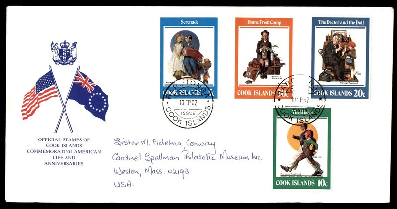 Mayfairstamps Cook Islands FDC 1982 Norman Rockwell Paintings Flags First Day Co