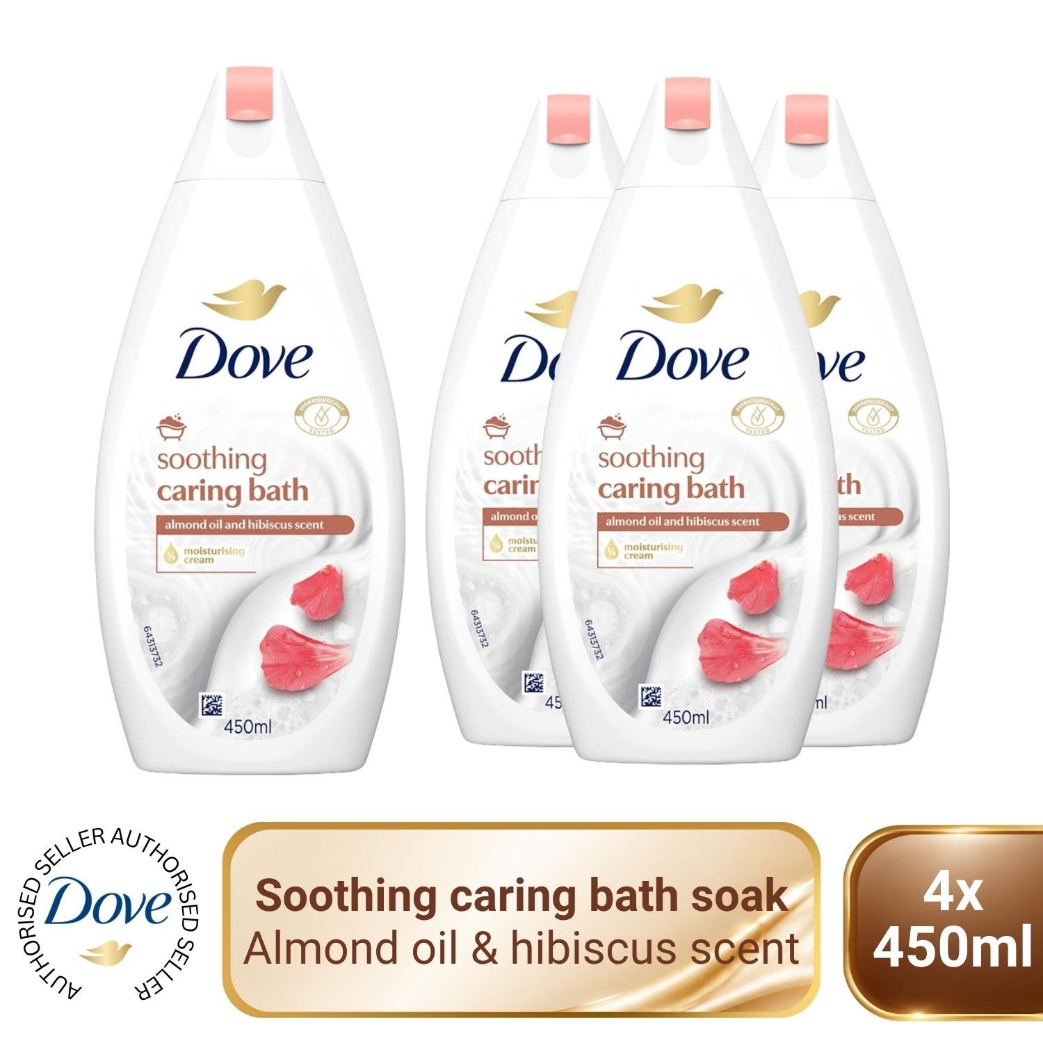 Dove Women's White Almond & Moisturising Cream 'Bath Soak', 6X450ml In - Image 3